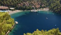 Aerial view of Hillside's bay with turquoise water